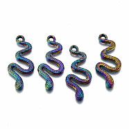 Rainbow Color Alloy Pendants, Cadmium Free & Lead Free, Snake, 31x13x2.5mm, Hole: 2mm(PALLOY-S180-067-RS)