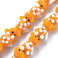 Handmade Bumpy Lampwork Beads Strands, Hippo, Orange, 25~26x16~18x13~15mm, Hole: 3mm, about 22pcs/strand, 18.9 inch(48cm)(LAMP-S194-019)
