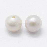 Natural Cultured Freshwater Pearl Beads, Half Drilled, Round, Floral White, 5~5.5mm, Hole: 0.8mm(PEAR-P056-014)