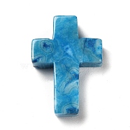 Synthetic Gemstone Dyed Pendants, Religion Corss Charms, 26~26.5x17.5~18x6~6.5mm, Hole: 1.6mm(FIND-C040-01F)