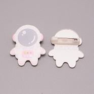 Astronaut Plastic Brooch for Backpack Clothes, White, 31.5x27x7mm, Pin: 0.7mm(JEWB-TAC0007-03)