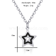 Stainless Steel Black Enamel Star Pendant Necklaces, Everyday Fashion, Stainless Steel Color, 1.73 inch(4.4cm)(UT9539-3)