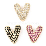 Brass Micro Pave Cubic Zirconia Slide Charms, Long-Lasting Plated, Heart, Golden, 12x11x6.5mm, Hole: 1.5x3.5mm and 10x1.5mm(ZIRC-I068-08G)