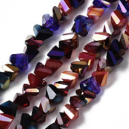 Electroplate Glass Beads Strands, Triangle, FireBrick, 2.5~3x4x4mm, Hole: 1mm, about 149~153pcs/strand, 14.56~15.15''(37~38.5cm)(EGLA-N002-09-06A)