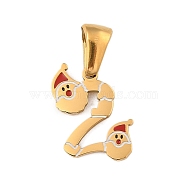 Christmas Theme 304 Stainless Steel Pendants, with Enamel, Golden, Santa Claus Letter Charm, Letter Z, 13.5x10x1.5mm, Hole: 6x3mm(STAS-R007-01Z-G)