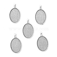 Alloy Pendant Cabochon Settings, Oval, Antique Silver, Tray: 18x25mm, 35.2x20mm, Hole: 3.9mm(PALLOY-E436-88AS)
