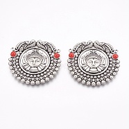 Tibetan Style Alloy Big Pendants, Human, Antique Silver, 52x54x5mm, Hole: 2mm(PALLOY-E450-36AS)
