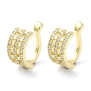 Rack Plating Brass Micro Pave Cubic Zirconia Cuff Earring, Cadmium Free & Lead Free, Long-Lasting Plated, Real 18K Gold Plated, 13.5x7x4.5mm(EJEW-C086-12G)