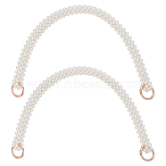 Plastic Imitation Pearl Beaded 3 Rows Bag Straps, with Alloy Spring Gate Ring, Light Gold, 44.3x1.4x1.4cm(AJEW-WH0329-24)