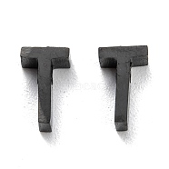 304 Stainless Steel Charms, Alphabet, Electrophoresis Black, Letter.T, 8x5x3mm, Hole: 1.8mm(STAS-K216-41T-EB)