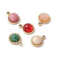 Natural Mixed Stone Charms, with Ion Plating(IP) Real 24K Gold Plated 304 Stainless Steel Findings, Flower, 8x6x3mm, Hole: 1.1mm(STAS-H168-02G)