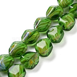 Handmade Gold Sand Lampwork Beads Strands, Nuggets, Green, 12x11x7mm, Hole: 1mm, about 50pcs/strand, 23.62''(60cm)(LAMP-U001-01C)