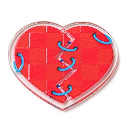 Acrylic Pendants, Heart, Red, 32.5x37.5x2.5mm, Hole: 1.6mm(FIND-Z012-02B)