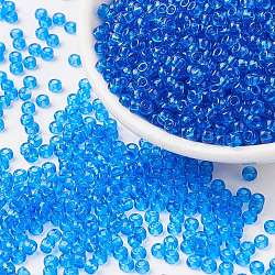MIYUKI Round Rocailles Beads, Japanese Seed Beads, 8/0, (RR150) Transparent Sapphire, 8/0, 3mm, Hole: 1mm, about 19000~20500pcs/pound(SEED-G008-RR0150)