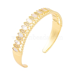 Brass Micro Pave Clear Cubic Zirconia Open Cuff Bangles for Women, Real 18K Gold Plated, Hexagon, Inner Diameter: 2-3/8 inch(6cm), 5~11mm(BJEW-S147-31G-A)