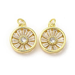 Brass with Cubic Zirconia Pendant, Round, Real 16K Gold Plated, 15.5x13x4mm(FIND-Z023-13G)