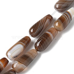 Natural Banded Agate Beads Strands, Dyed & Heated, Teardrop, Sienna, 19~20x8mm, Hole: 1.2mm, about 20pcs/strand, 15.55''(39.5cm)(G-NH0001-I01-01)