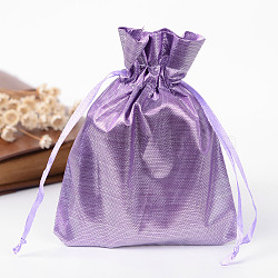 Rectangle Cloth Bags, with Drawstring, Lilac, 12x9cm(ABAG-R007-12x10-08)