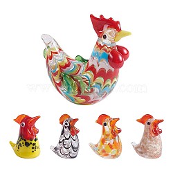 5Pcs Glass Chick Figurine, Handmade Blown Rooster Glass Art Statue, Mini Glass Animal Decor for Collectibles Home Table Decoration, Mixed Color, 59x29x56mm & 13x20x26mm(JX539A)