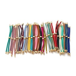 Nylon Twisted Cord Bracelet Making, Slider Bracelet Making, with Brass Findings, Lead Free & Cadmium Free, Round, Golden, Mixed Color, 9 inch(22.8cm), Hole: 2.8mm, Single Chain Length: about 4-1/2 inch(11.4cm)(MAK-M025)