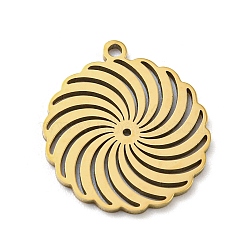 201 Stainless Steel Pendants, Laser Cut, Golden, Round, 17x15x1mm, Hole: 1.2mm, 5pcs/bag(STAS-H188-03A-G)