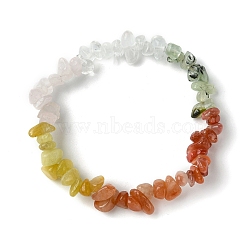 Natural Quartz Crystal & Rose Quartz & Red Aventurine & Prehnite & South Red Agate & Topaz Jade Chip Beaded Stretch Bracelets for Women, Inner Diameter: 2-1/8 inch(5.5cm)(BJEW-JB10816)