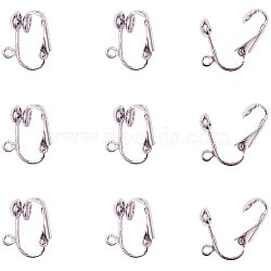 Iron Clip-on Earring Findings, for non-pierced ears, Platinum Color, Nickel Free, Platinum, 17.5x13.5x7mm, Hole: 2mm(KK-PH0026-20P-NF)