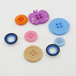 Acrylic Buttons, Large Buttons, 2-Hole & 4-Hole, Mixed Shapes, Mixed Color, 7~22x7~20x1~4mm, Hole: 1~2mm(BUTT-A008-M01)