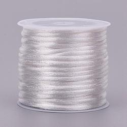 Nylon Rattail Satin Cord, Beading String, for Chinese Knotting, Jewelry Making, WhiteSmoke, 1mm, about 32.8 yards(30m)/roll(NWIR-L006-1mm-01)