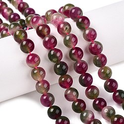 Dyed Natural White Jade Beads Strands, Two Tone, Round, Medium Violet Red, 8x8mm, Hole: 0.9mm, about 47~48pcs/strand, 15.16~15.72''(38.5~39.3cm)(G-T138-8mm-210-13)