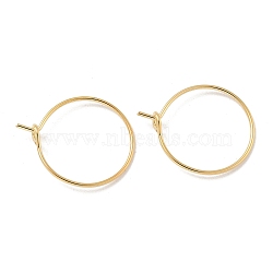 Brass Hoop Earring Findings, Wine Glass Charm Rings, Round Rings, Real 16K Gold Plated, 20 Gauge, 19x15x3mm, Pin: 0.8mm(KK-H503-33G-01)