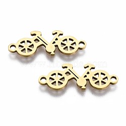 201 Stainless Steel Link Connectors, Laser Cut, Bicycle, Golden, 7.5x21x1mm, Hole: 1.4mm(STAS-S110-098G)