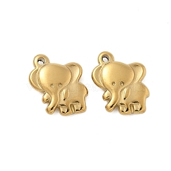 304 Stainless Steel Charms, Elephant Charms, Real 14K Gold Plated, 12x11x3mm, Hole: 1mm(STAS-L022-450G)