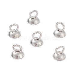 201 Stainless Steel Bead Cap Pendant Bails, for Globe Glass Bubble Cover Pendants, Stainless Steel Color, 5.5x5mm, Hole: 2~2.5mm(STAS-G224-24P-04)
