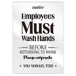 Acrylic Blank Table Signs, for Home Decoration, Wedding, Party, Rectangle with Word Employees Must Wash Hands, Word, 127x90x4mm(AJEW-WH0476-008)