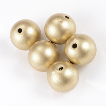 Matte Style Spray Painted Acrylic Beads, Round, Gold, 8mm, Hole: 2mm, about 1840pcs/500g