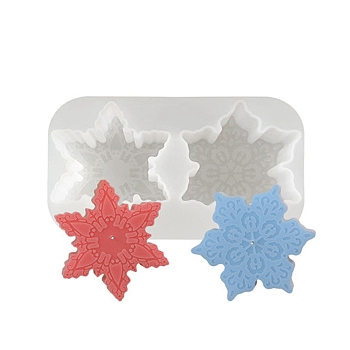 Christmas Theme DIY Snowflake Shape Silicone Candle Molds, for Scented Candle Making, White, 70x121x26mm, Inner Diameter: 65~66mm