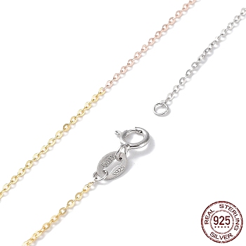 925 Sterling Silver Cable Chain Necklaces for Women, with Spring Clasp, Multi-color, 17-3/4 inch(45cm)