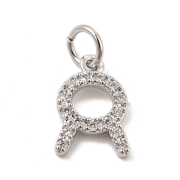 Brass Micro Pave Cubic Zirconia Charms, Constellation Charm, with Jump Ring, Taurus, 12x8x1.5mm, Hole: 3.5mm