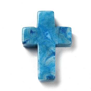 Synthetic Gemstone Dyed Pendants, Religion Corss Charms, 26~26.5x17.5~18x6~6.5mm, Hole: 1.6mm