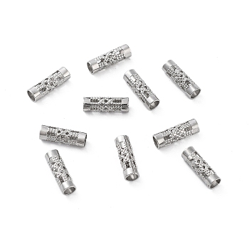 Hollow Out 304 Stainless Steel Beads, Column, Stainless Steel Color, 12x4mm, Hole: 3mm