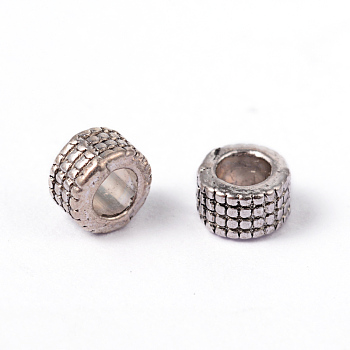 Tibetan Silver Spacer Beads, Lead Free & Nickel Free & Cadmium Free, Column, Antique Silver, about 5mm in diameter, 3mm long, hole: 3mm, about 100pcs/20g