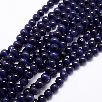 Cat Eye Beads, Round, Dark Blue, 12mm, Hole: 1.5mm, about 32pcs/strand, 14.5 inch