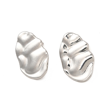 304 Stainless Steel Stud Earrings, with Vertical Loops, Leaf, Stainless Steel Color, 19x12mm, Hole: 2.5mm, Pin: 0.8mm