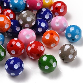 Mixed Chunky Bubblegum Acrylic Beads, Round, Mixed Color, 20x19mm, Hole: 3mm