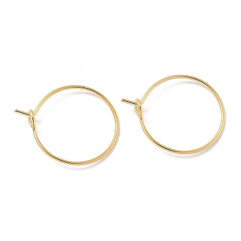 Brass Hoop Earring Findings, Cadmium Free & Nickel Free & Lead Free, Wine Glass Charm Rings, Round Rings, Real 18K Gold Plated, 20 Gauge, 19x15x3mm, Pin: 0.8mm