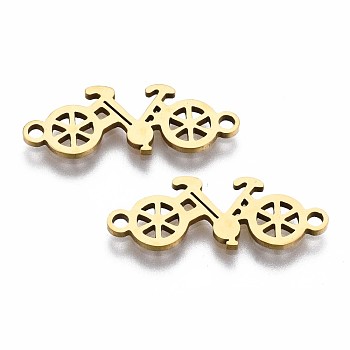 201 Stainless Steel Link Connectors, Laser Cut, Bicycle, Golden, 7.5x21x1mm, Hole: 1.4mm