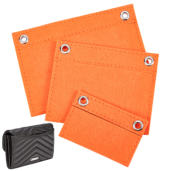 WADORN 3Pcs 3 Style Felt Purse Organizer Insert, Tote Shaper Premium Felt Bag Accessories, with Iron Grommets, Rectangle, Coral, 5.5~10.3x8.5~14.7x0.4~0.5cm, Hole: 8.5mm, 1pc/style