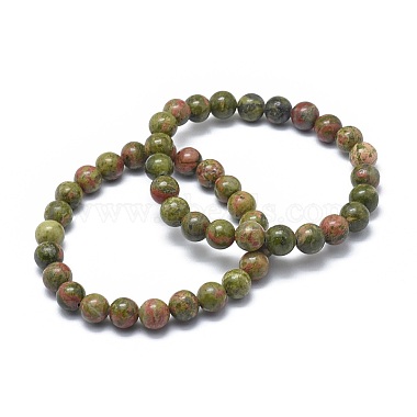 Natural Unakite Bead Stretch Bracelets(X-BJEW-K212-A-006)-7