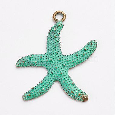 Antique Bronze Green Starfish Alloy Big Pendants